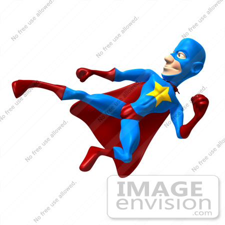 #49647 Royalty-Free (RF) Illustration Of A 3d Masked Superhero Kicking - Version 6 by Julos