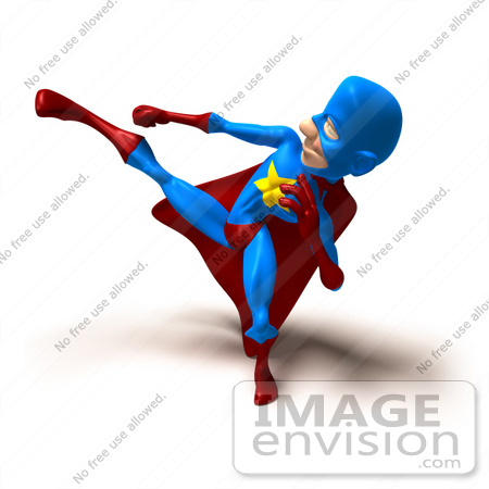 #49648 Royalty-Free (RF) Illustration Of A 3d Masked Superhero Kicking - Version 5 by Julos