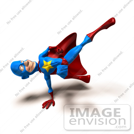 #49649 Royalty-Free (RF) Illustration Of A 3d Masked Superhero Kicking - Version 8 by Julos