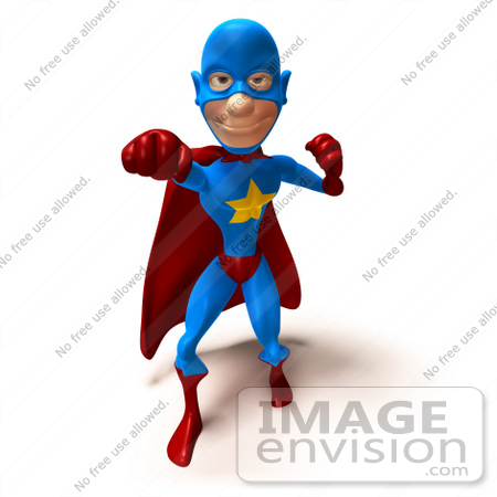 #49651 Royalty-Free (RF) Illustration Of A 3d Masked Superhero Punching - Version 2 by Julos