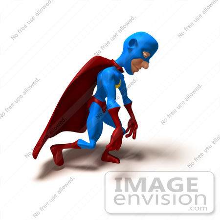 #49655 Royalty-Free (RF) Illustration Of A 3d Masked Superhero Slouching by Julos