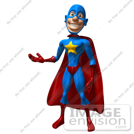 #49657 Royalty-Free (RF) Illustration Of A 3d Masked Superhero Presenting by Julos