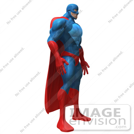 #49663 Royalty-Free (RF) Illustration Of A 3d Powerful Superhero Standing And Facing Right by Julos