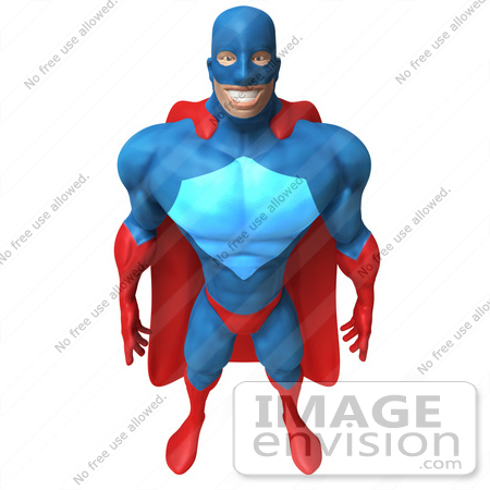 #49665 Royalty-Free (RF) Illustration Of A 3d Powerful Superhero Standing And Facing Front - Version 2 by Julos