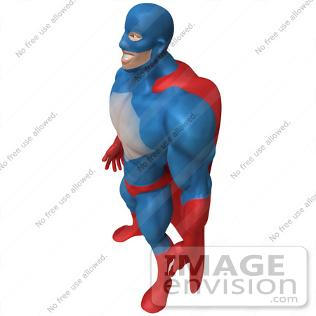 #49666 Royalty-Free (RF) Illustration Of A 3d Powerful Superhero Standing And Facing Left by Julos