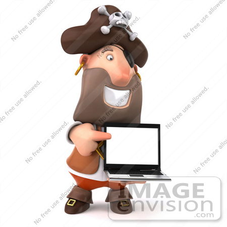 #49672 Royalty-Free (RF) Illustration Of A 3d Pirate Character Carrying A Laptop - Pose 1 by Julos