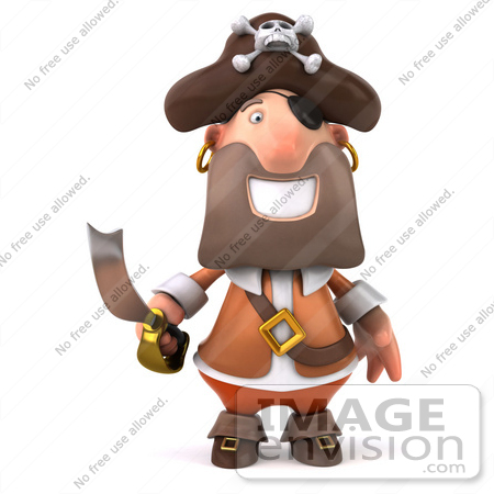 #49679 Royalty-Free (RF) Illustration Of A 3d Pirate Holding A Sword - Pose 1 by Julos