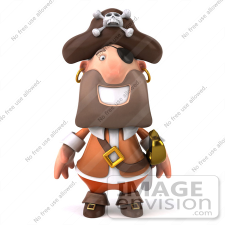 #49688 Royalty-Free (RF) Illustration Of A 3d Pirate Facing Front by Julos