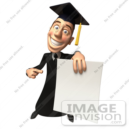 #49694 Royalty-Free (RF) Illustration Of A 3d College Graduate Holding A Blank Diploma - Version 3 by Julos