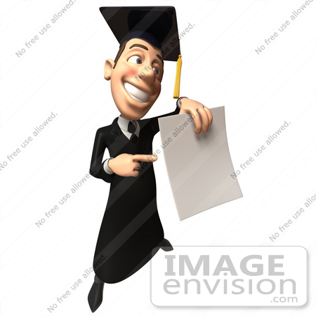 #49695 Royalty-Free (RF) Illustration Of A 3d College Graduate Holding A Blank Diploma - Version 5 by Julos
