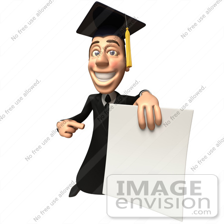 #49696 Royalty-Free (RF) Illustration Of A 3d College Graduate Holding A Blank Diploma - Version 4 by Julos