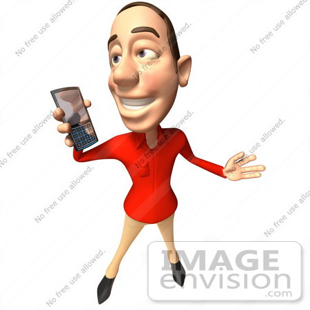 #49713 Royalty-Free (RF) Illustration Of A 3d White Man Using A Cell Phone - Version 3 by Julos