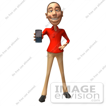 #49714 Royalty-Free (RF) Illustration Of A 3d White Man Using A Cell Phone - Version 1 by Julos