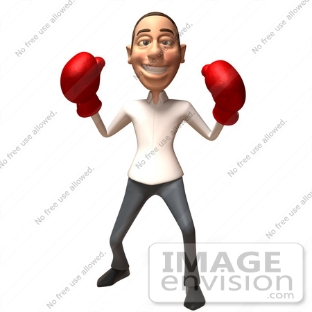 #49723 Royalty-Free (RF) Illustration Of A 3d Young White Man Boxing - Version 6 by Julos