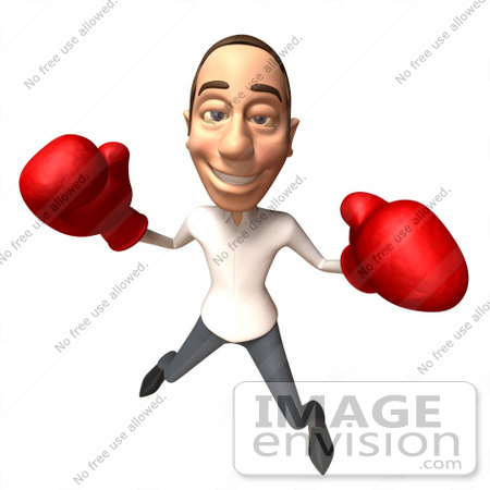 #49724 Royalty-Free (RF) Illustration Of A 3d Young White Man Boxing - Version 1 by Julos