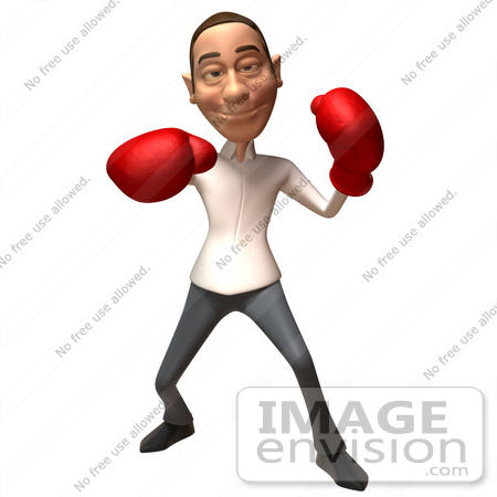 #49726 Royalty-Free (RF) Illustration Of A 3d Young White Man Boxing - Version 5 by Julos