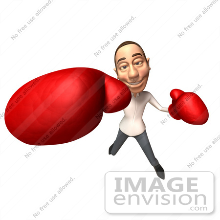 #49727 Royalty-Free (RF) Illustration Of A 3d Young White Man Boxing - Version 2 by Julos