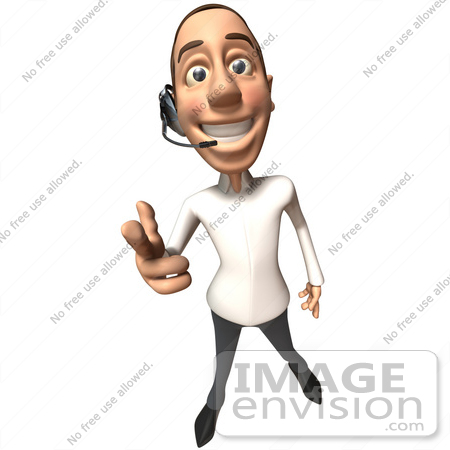 #49728 Royalty-Free (RF) Illustration Of A 3d Young White Man Wearing A Headset - Version 1 by Julos