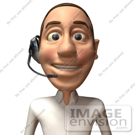 #49729 Royalty-Free (RF) Illustration Of A 3d Young White Man Wearing A Headset - Version 2 by Julos
