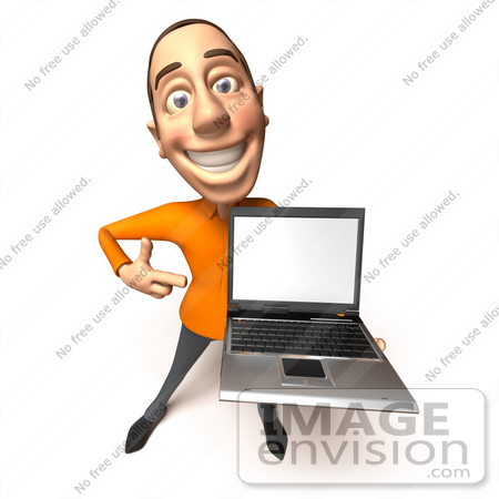 #49730 Royalty-Free (RF) Illustration Of A 3d White Man Holding A Laptop - Version 1 by Julos