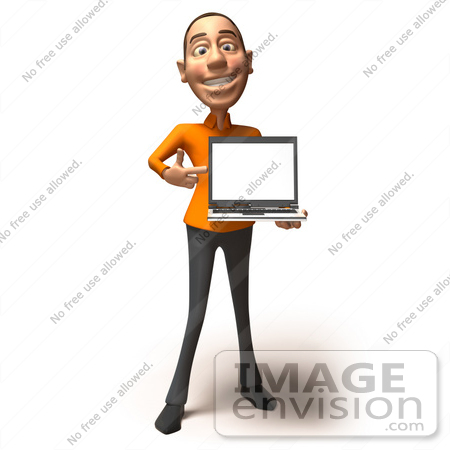 #49732 Royalty-Free (RF) Illustration Of A 3d White Man Holding A Laptop - Version 3 by Julos