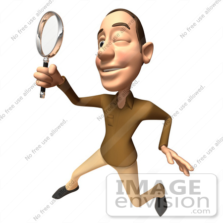 #49736 Royalty-Free (RF) Illustration Of A 3d White Man Using A Magnifying Glass - Version 4 by Julos