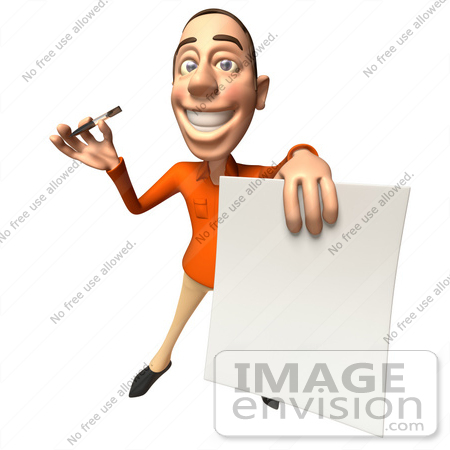 #49743 Royalty-Free (RF) Illustration Of A 3d White Man Holding A Contract - Version 4 by Julos