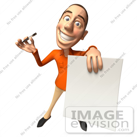 #49745 Royalty-Free (RF) Illustration Of A 3d White Man Holding A Contract - Version 3 by Julos