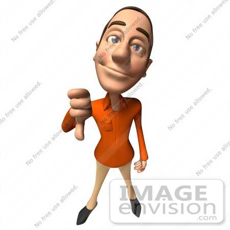 #49753 Royalty-Free (RF) Illustration Of A 3d White Man Giving The Thumbs Down by Julos