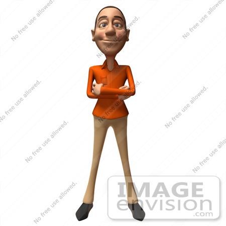 #49754 Royalty-Free (RF) Illustration Of A 3d White Man Standing And Facing Front by Julos