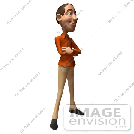 #49755 Royalty-Free (RF) Illustration Of A 3d White Man Standing And Facing Right by Julos