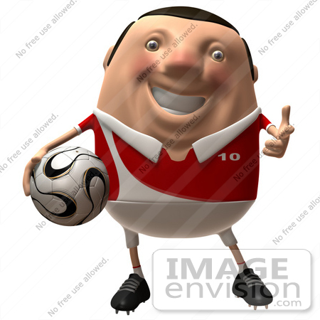 #49756 Royalty-Free (RF) Illustration Of A 3d Chubby Soccer Player Holding A Ball - Version 3 by Julos