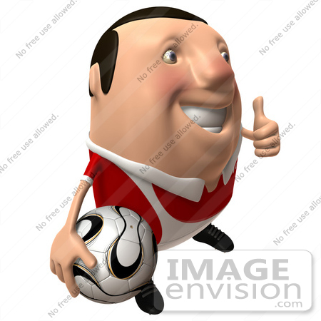 #49759 Royalty-Free (RF) Illustration Of A 3d Chubby Soccer Player Carrying A Ball And Giving The Thumbs Up - Pose 2 by Julos