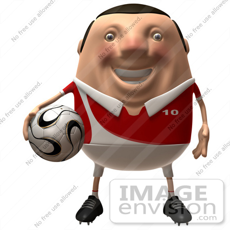 #49760 Royalty-Free (RF) Illustration Of A 3d Chubby Soccer Player Holding A Ball - Version 1 by Julos
