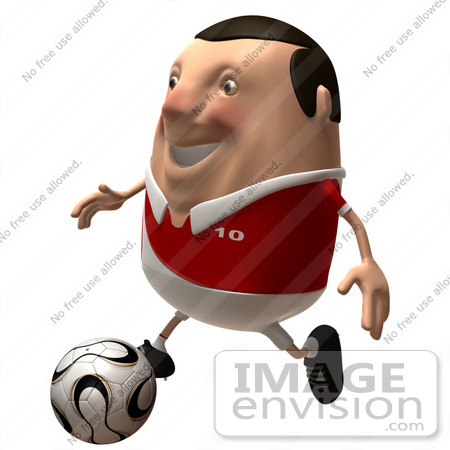 #49763 Royalty-Free (RF) Illustration Of A 3d Chubby Soccer Player Kicking A Ball - Version 2 by Julos