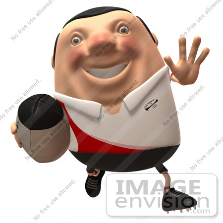 #49768 Royalty-Free (RF) Illustration Of A 3d Chubby Rugby Mascot Running - Version 1 by Julos