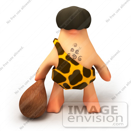 #49771 Royalty-Free (RF) Illustration Of A 3d Caveman Mascot Carrying A Club - Version 3 by Julos
