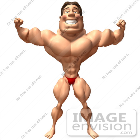 #49790 Royalty-Free (RF) Illustration Of A 3d Bodybuilder Mascot Flexing by Julos
