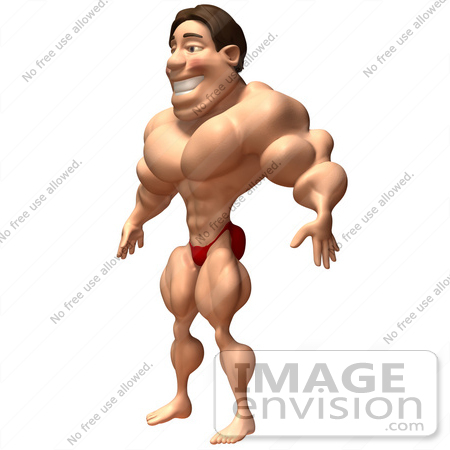 #49792 Royalty-Free (RF) Illustration Of A 3d Bodybuilder Mascot Standing - Version 2 by Julos