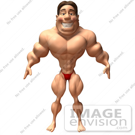 #49794 Royalty-Free (RF) Illustration Of A 3d Bodybuilder Mascot Standing - Version 1 by Julos