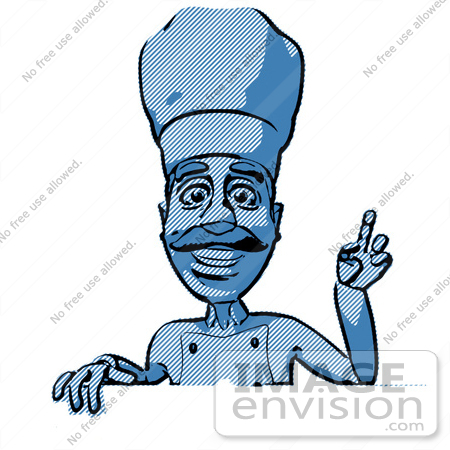 #49796 Royalty-Free (RF) Illustration Of A 3d Chef Mascot Standing Behind A Blank Sign - Version 7 by Julos