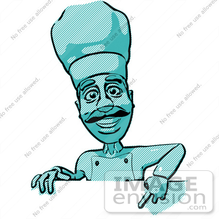#49797 Royalty-Free (RF) Illustration Of A 3d Chef Mascot Standing Behind A Blank Sign - Version 4 by Julos