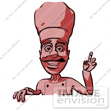 #49798 Royalty-Free (RF) Illustration Of A 3d Chef Mascot Standing Behind A Blank Sign - Version 6 by Julos