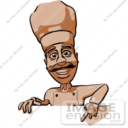 #49799 Royalty-Free (RF) Illustration Of A 3d Chef Mascot Standing Behind A Blank Sign - Version 2 by Julos
