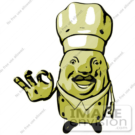#49801 Royalty-Free (RF) Illustration Of A 3d Chubby Chef Mascot Gesturing The A Ok Sign - Version 2 by Julos