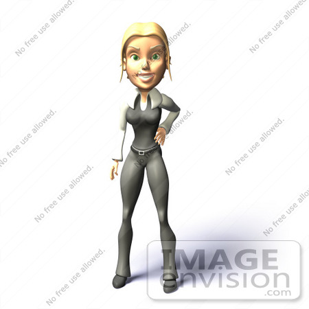 #49803 Royalty-Free (RF) Illustration Of A 3d Blond Businesswoman Mascot Standing And Facing Front - Version 1 by Julos