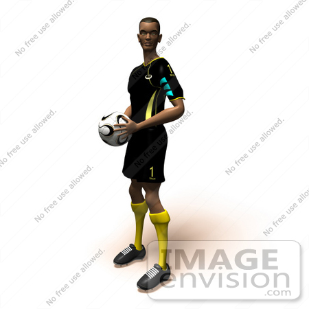 #49807 Royalty-Free (RF) Illustration Of A 3d Athletic Man Holding A Soccer Ball - Version 4 by Julos