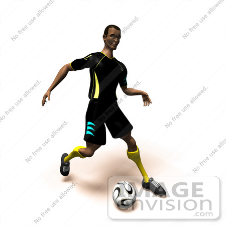 #49808 Royalty-Free (RF) Illustration Of A 3d Athletic Man Kicking A Soccer Ball - Version 3 by Julos