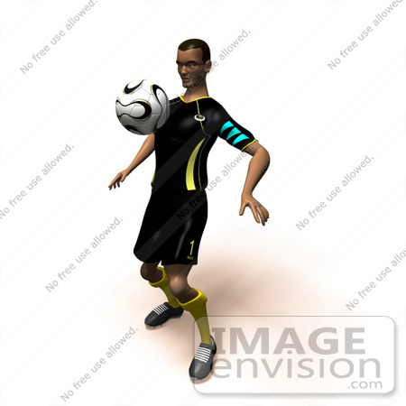 #49809 Royalty-Free (RF) Illustration Of A 3d Athletic Man Bouncing A Soccer Ball Off Of His Chest- Version 1 by Julos