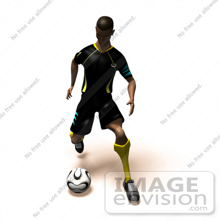 #49811 Royalty-Free (RF) Illustration Of A 3d Athletic Man Kicking A Soccer Ball - Version 4 by Julos